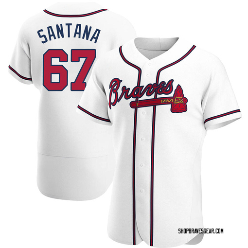 Men's Atlanta Braves Edgar Santana Authentic White Home Jersey