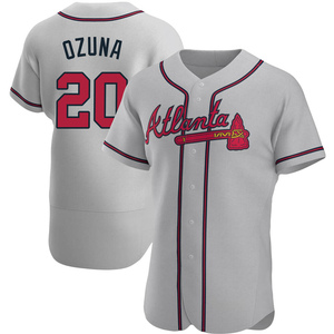 Mens MLB Team Apparel Atlanta Braves MARCELL OZUNA Baseball Shirt NAVY –