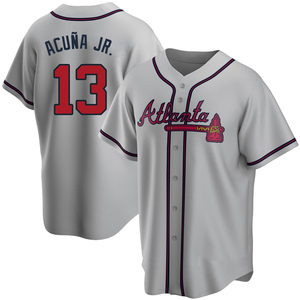 Nike Men's Replica Atlanta Braves Acuna Jr. #13 White Cool Base Jersey