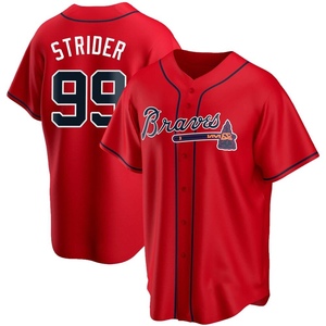 Spencer Strider Atlanta Braves Unsigned White Jersey Overhead Photograph