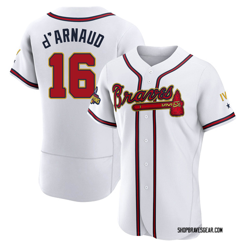 Travis d'Arnaud Men's Atlanta Braves White 2022 Program Jersey - Gold  Replica