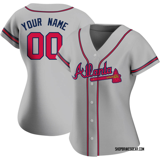 Braves Womens Personalized Road Grey Jersey