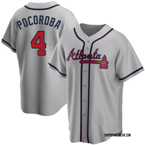 Biff Pocoroba Men's Atlanta Braves Road Jersey - Gray Authentic