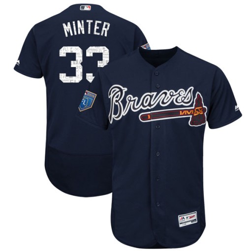 Youth Majestic Atlanta Braves A.J. Minter Authentic Navy Flex Base 2018 ...